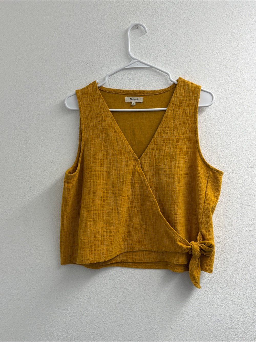 Madewell boho Mustard Wrap Sleeveless Tie Tank relaxed fit size large
